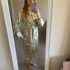 NWT CMEO Collective Ivory Paisley Midi Shirt Dress